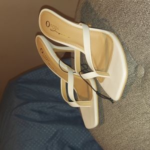 White open toe sandals with heels